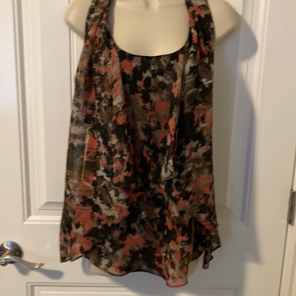 Layered and lined top with attached scarf